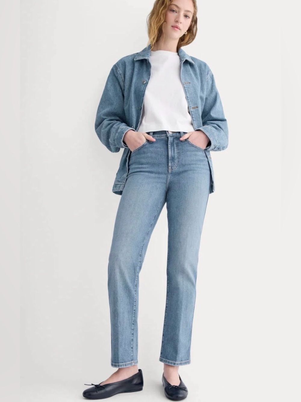 New Everlane HIGH-RISE CIGARETTE JEAN Medium Blue 30 Sleek Polished Minimalist
